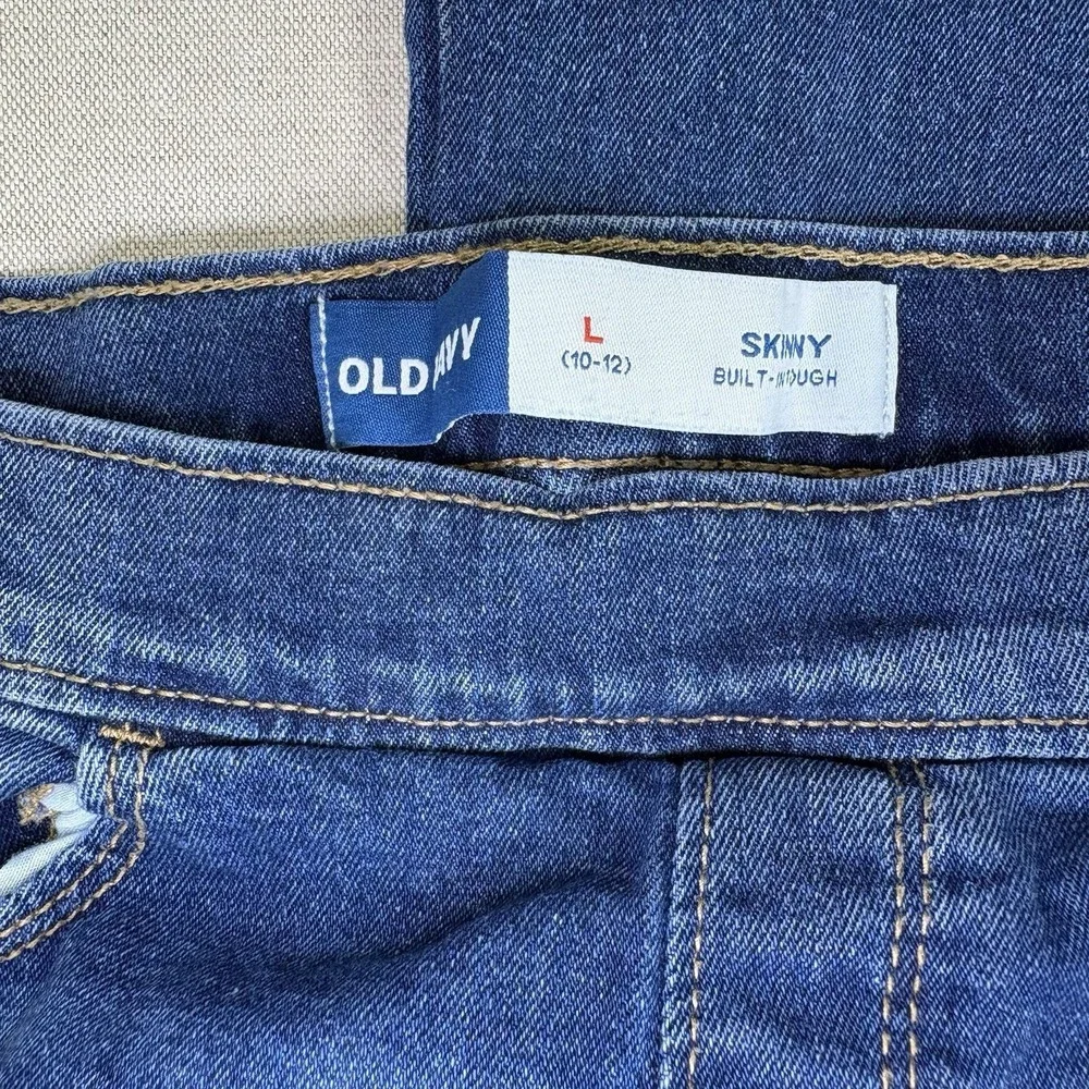 GIRLS JEANS Size 10/12‎ Old Navy Pull On Medium Blue /Black Skinny Lot Of 2